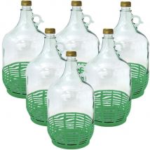 Balon gąsior 5 litrów szklany z zakrętką Dama zestaw 6 sztuk