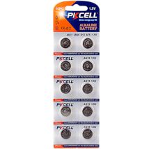 PKCELL 10er Knopfzellen AG13/LR44 Batterie 1,5V 158 mAh Alkaline Blister für Spielzeug Auto-Fernbedienung Taschenrechner AG13