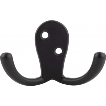 EWANTO Kleiderhaken aus Metall  Doppelhaken Schwarz strapazierfähig für Schlafzimmer Badezimmer Küche Tür Wand zweifach WHK-01