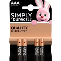 Duracell Simply Alkaline AAA Batterien 4er Blister 1,5 V LR03 Micro Mini Stilo MN2400