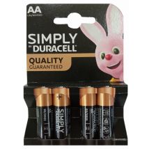 Duracell Simply Alkaline AA Batterien 4er Blister 1,5 V LR6 Mignon MN1500