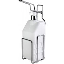 EWANTO Edelstahl Desinfektionsmittelspender inkl. Wandhalterung und 1000 ml Leerflasche mit Pumpspender E014011