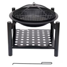 Stahlofen mit Grillfunktion und Brennholzvorrat, 50 cm