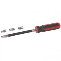 Flexibler Klammerentferner mit 4 Aufsätzen.