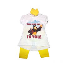 Completo maglia maglietta leggings bimba bambina Masha e Orso giallo 5A