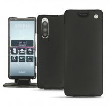 Funda de piel Sony Xperia 5 - Solapa vertical - Negro - Piel lisa - Nuevo