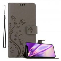 Funda para Apple iPhone 11 en GRIS FLORAL Funda protectora Funda de diseño floral con cierre magnético, función de soporte y ranuras para tarjetas. - 