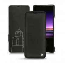 Funda de piel Sony Xperia 1 - Solapa horizontal - Negro - Piel lisa de primera calidad - Nuevo