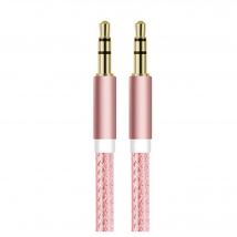Cable Jack/Jack Metal pour Smartphone Voiture Musique Audio Double Jack Male 3.5 mm Universel (ROSE)