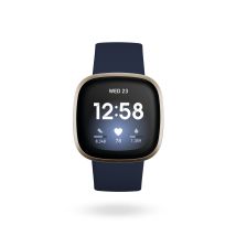 Braccialetto connesso Fitbit Versa 3 AMOLED 40 mm GPS - Oro e Blu notte - Nuovo