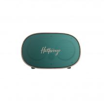 Altoparlante Bluetooth Halterrego in stile retrò di colore verde. BT V5.0, lettore di schede micro SD, ingresso Aux, 6 W RMS, batteria ricaricabile da