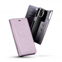 Diarycase 2.0 Funda tipo almeja de piel auténtica con soporte magnético para Apple iPhone 14 Plus, Malva Lila - Nuevo