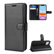Coque Portefeuille pour IPHONE 12 Simili-cuir Rabat Protection (NOIR)