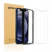 3x Cristal templado para Apple iPhone 12 Pro Max (6,7 Zoll) en TRANSPARENTE 3x Protector de pantalla de cristal templado con ayuda de instalación - 