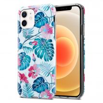 Coque pour Apple iPhone 12 / 12 PRO en FEUILLES DE TORTUE Housse de protection Étui en silicone TPU avec motif floral