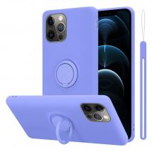Coque pour Apple iPhone 12 / 12 PRO en LIQUID LIGHT PURPLE Housse de protection Étui en silicone TPU flexible avec anneau