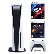Pack PS5 & Gran Turismo 7, Spider-man: Miles Morales, God of War - Console de jeux Playstation 5 (Standard)