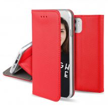 JAYM - Etui Folio Rouge compatible avec [SAMSUNG GALAXY A14 5G] – Fermeture Magnetique – Fonction cinéma Stand – Rangement cartes inclus