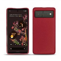 Coque cuir Google Pixel 6 - - Rouge - Cuir saffiano