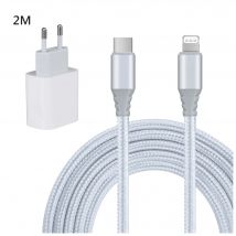 Pack Chargeur Secteur Universel + Cable Usb-C Vers Lightening 2 Mètres