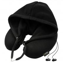 Hoodie Coussin de voyage avec des écouteurs bluetooth intégrés, Noir