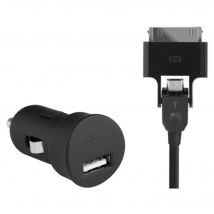 Chargeur allume-cigare noir 1A pour iPhone/iPod et téléphones micro USB