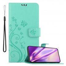 Coque pour Samsung Galaxy S22 en TURQUOISE FLORAL Housse de protection Étui au design floral avec fermeture magnétique, fonction de support et 