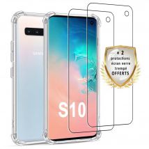 Evetane Coque Samsung Galaxy S10 Antichoc Silicona + 2 Vidrio Templado Protector de Pantalla - Nuevo