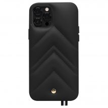 Coque iPhone 12 Pro Max Louvre en Cuir matelassé Noire Artefakt