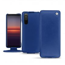 Housse cuir Sony Xperia 5 II - Rabat vertical - Bleu - Cuir lisse