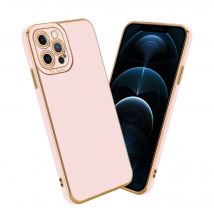 Coque pour Apple iPhone 12 PRO en Glossy Rose - Or Rose Housse de protection Étui en silicone TPU flexible et avec protection pour appareil photo