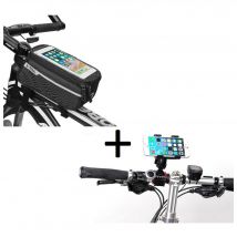 Pack Velo pour Smartphone (Support Vélo Guidon + Pochette Tactile) VTT Cyclisme (NOIR)
