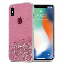 Coque pour Apple iPhone X / XS en Rose avec Paillettes Housse de protection Étui en silicone TPU flexible avec paillettes scintillantes