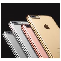 Coque Chrome Silicone IPHONE 8 PLUS (+) APPLE Contour Transparente Bumper Protection Gel Souple (ROSE BONBON)