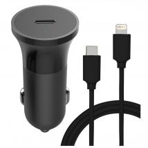 Cargador de coche Power Delivery 20W + Cable USB C/Lightning Negro Bigben - Nuevo