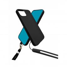 JAYM - Coque Silicone Noir pour Apple iPhone 15 Pro - Tour de Cou et Tour de Poignet inclus - intérieur 100% microfibre