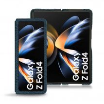 Coque cuir Samsung Galaxy Z Fold4 - - Bleu - Cuir grainé