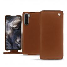 Funda de piel OnePlus Nord - Solapa vertical - Marrón - Piel lisa - Nuevo