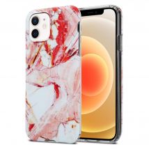 Coque pour Apple iPhone 12 / 12 PRO en Marbre Blanc Rose No. 20 Housse de protection Étui en silicone TPU avec motif mosaïque