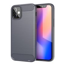 Coque pour Apple iPhone 12 MINI en BRUSHED GRIS Housse de protection Étui en silicone TPU flexible, aspect inox et fibre de carbone