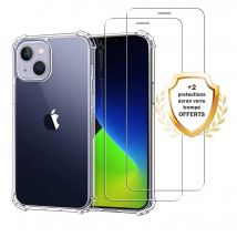 Evetane Coque Apple iPhone 13 Antichoc Silicone bords renforcés + 2 Vitres en verre trempé Protection écran