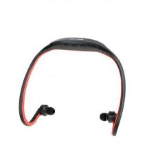 Casque MP3 Sport Sans Fil Lecteur Audio Micro SD Running Vélo Wma Wav Noir Rouge YONIS