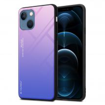 Coque pour Apple iPhone 13 MINI en ROSE - BLEU Housse de protection Étui bicolore en silicone TPU et dos en verre trempé