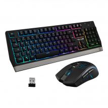 G-Lab Tungsten Keyboard Combo Wireless FR Mouse incluso +USB AZERTY Francese Nero - Nuovo