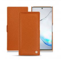 Housse cuir Samsung Galaxy Note10+ - Rabat horizontal - Orange - Cuir saffiano