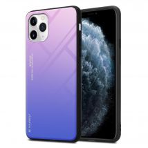 Coque pour Apple iPhone 11 PRO MAX en ROSE - BLEU Housse de protection Étui bicolore en silicone TPU et dos en verre trempé