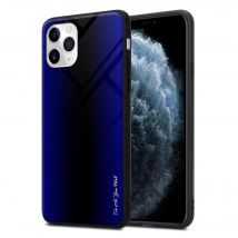 Coque pour Apple iPhone 11 PRO MAX Aspect rayé en COBALT VIOLET Housse de protection Étui en silicone TPU et dos en verre trempé
