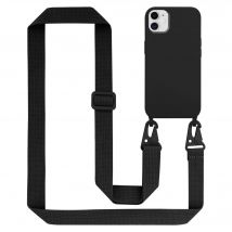 Tour de cou chaîne pour Apple iPhone 11 en LIQUID BLACK Housse de protection en silicone avec cordelette réglable