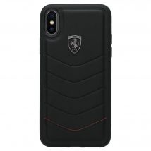 Funda de piel auténtica acolchada Ferrari Heritage para iPhone X/XS, Negro - Nuevo