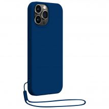 Funda de silicona + correa de mano a juego Azul Marino para iPhone 14 Pro Bigben - Nuevo